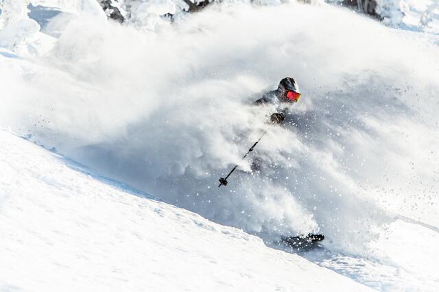 Skiers at Grand Targhee Resort on a powder day