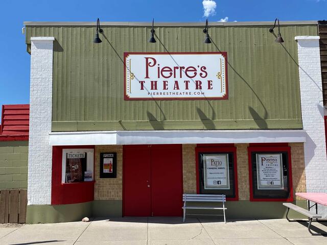 Pierre's Theatre marquee on Main Street in Victor